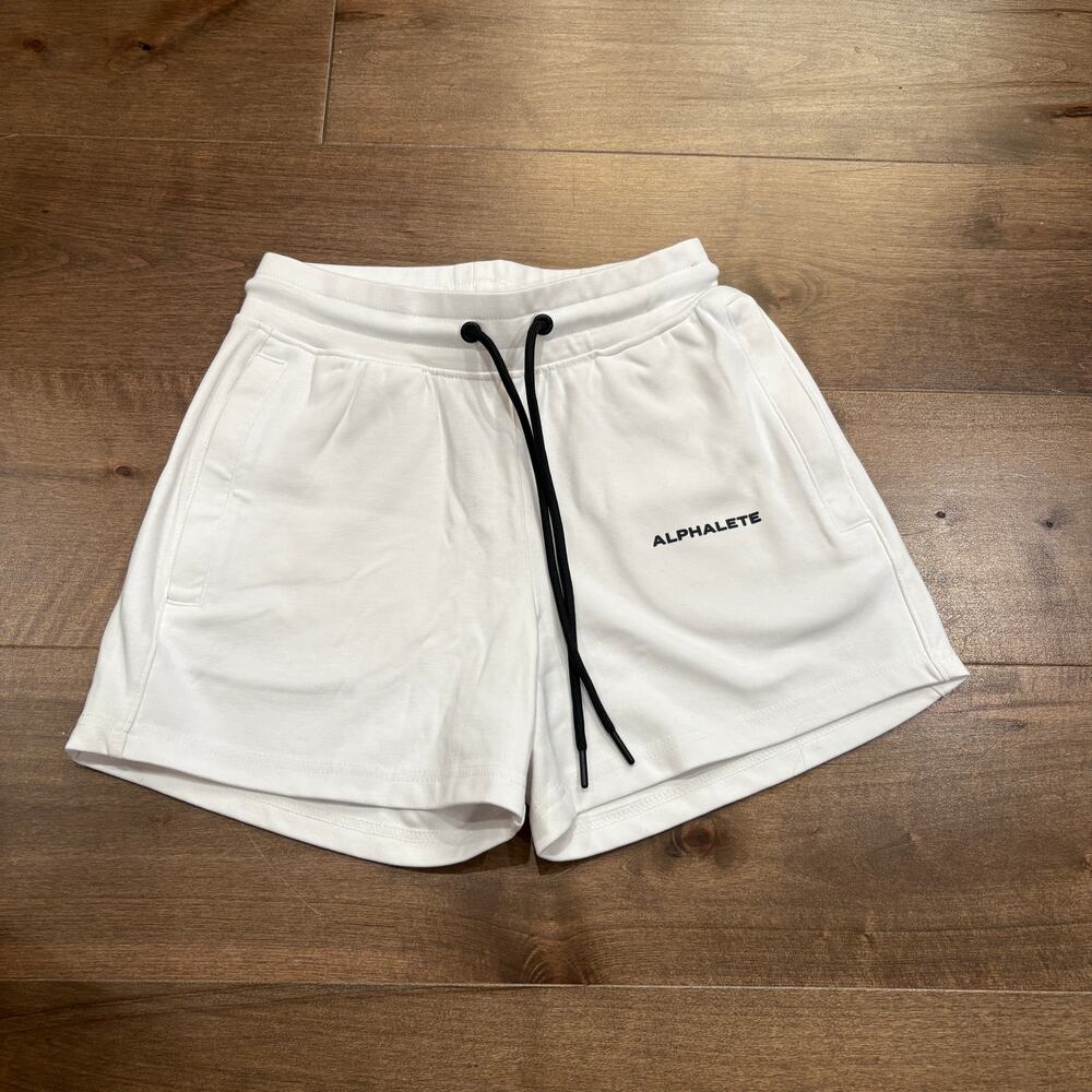 Alphalete Women's Essential Core Shorts size Small White Black NWT